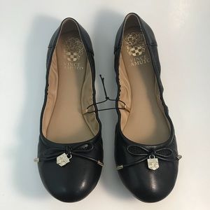 Vince Camuto Black Leather Ballet Flats